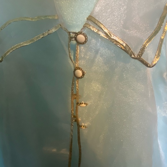 White and gold linen transparent blouse - Picture 4 of 6